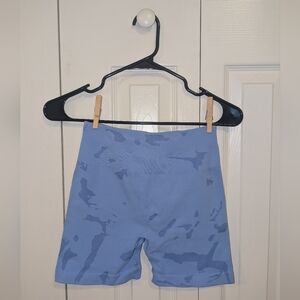 Blue Scrunch Biker Shorts by AUROLA | Seamless, Gym/Activewear